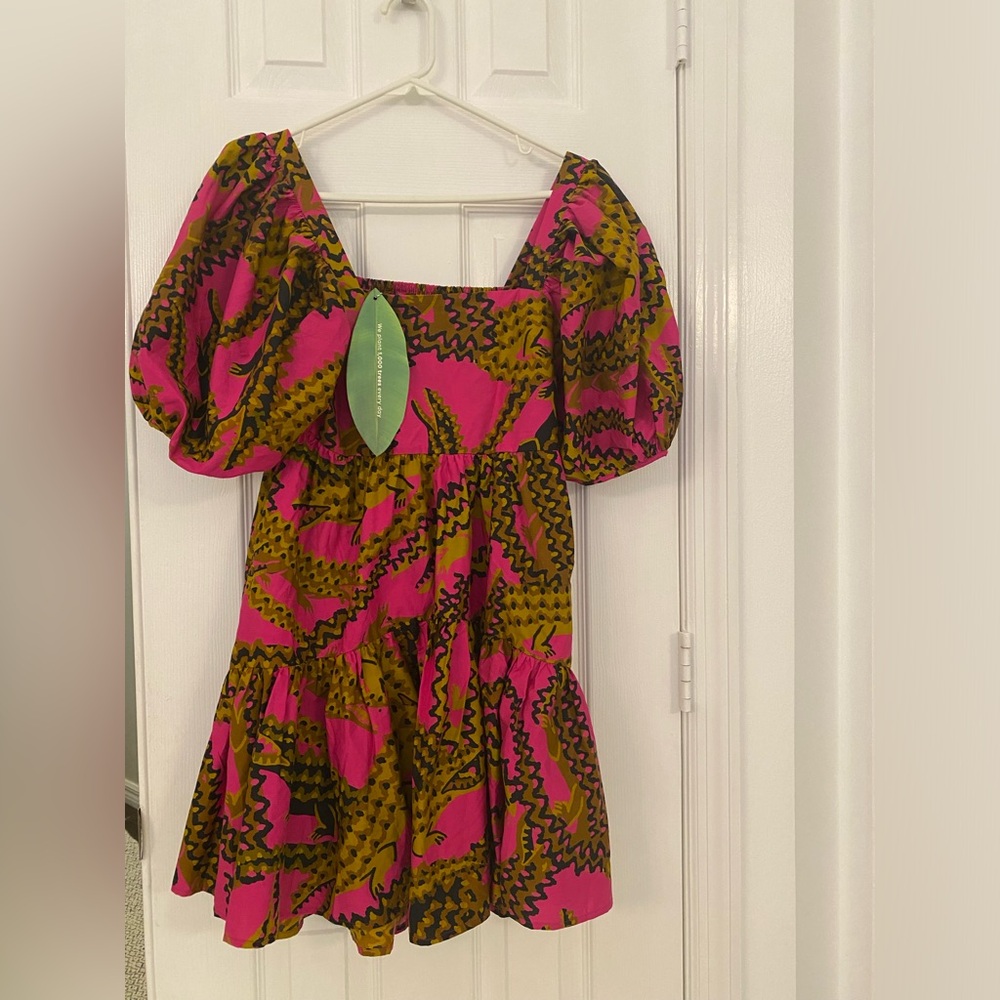 NWT Farm Rio Pink Croco Short Sleeve Mini Dress - Picture 2 of 3